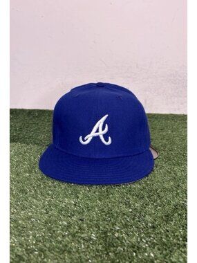 Vintage Atlanta Braves hat cap fitted 7 1/4 blue new era 1980s wool new mlb mens